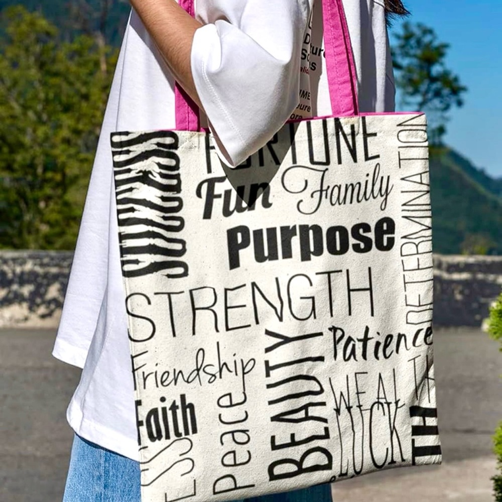 Stylish Pink and White Tote Bag